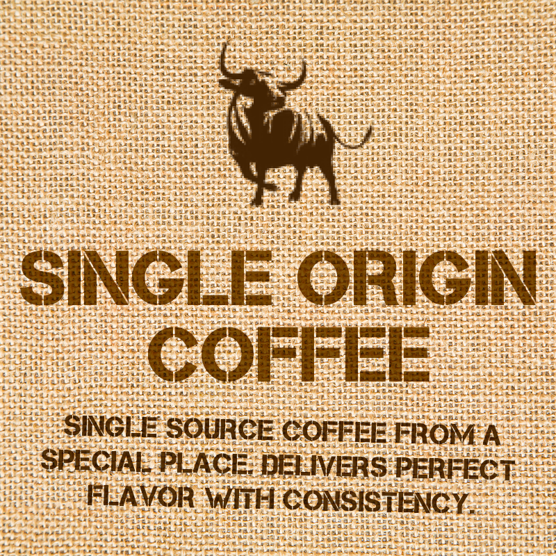 Single origin coffee on burlap